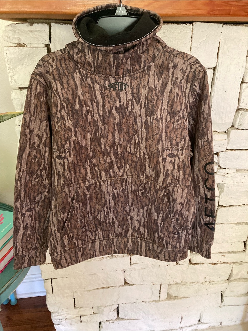 AFTCO Brown Camo Turtleneck Pullover Hoodie